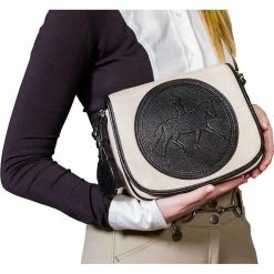 Tucker Tweed Equestrian Camden Crossbody Shoulder Bag -Farm House Tack Sales Shop tucker tweed the camden crossbody dressage leather handbags.dress .on .model