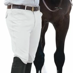 Ovation Men's EuroWeave Front Zip 4-Pocket Knee Patch Breeches -Farm House Tack Sales Shop white 61757.1588796602.1280.1280